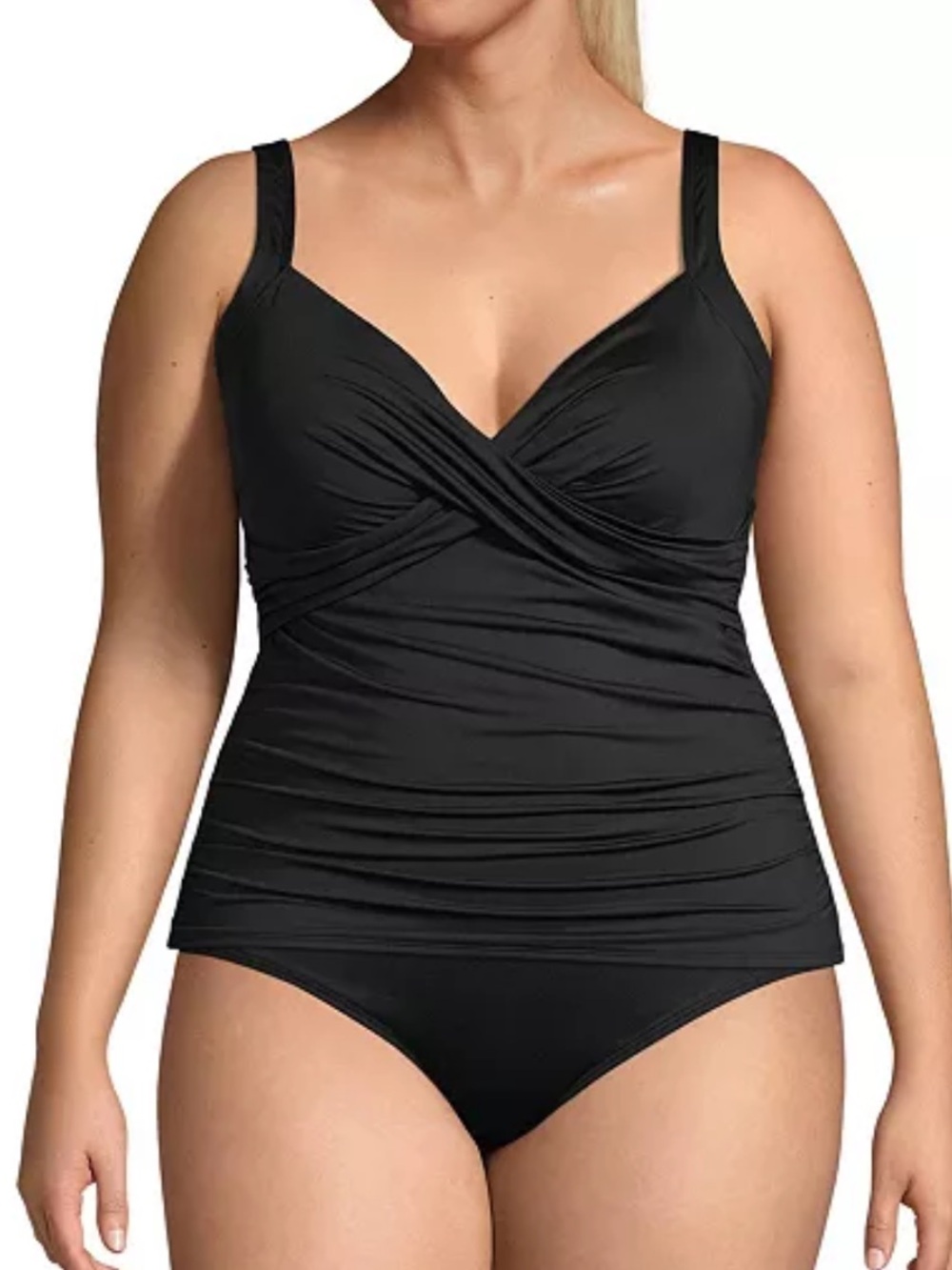 Lands' End Plus Size V-Neck Wrap Underwire Tankini Swimsuit Top Adjustable 16D - Picture 8 of 8